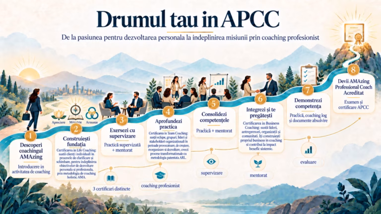 Drumul cursantului AMAzing Professional Coach Certification - curs coaching acreditat